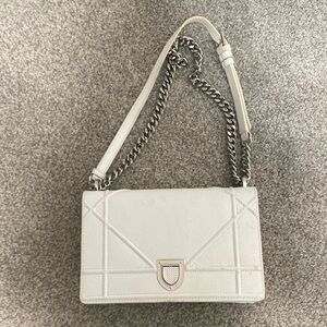 25cm genuine leather white c d lady Chain Shoulder Bag